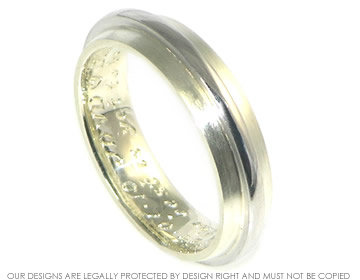 Bespoke white gold and platinum mens wedding ring