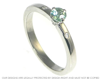 Brilliant cut sea foam green tourmaline engagement ring