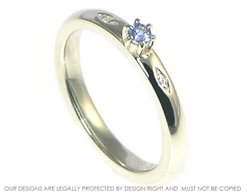 9ct white gold blue sapphire and diamond flower engagement ring