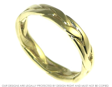 Celtic plait wedding band in 14ct yellow gold