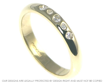 9ct Yellow gold and invisibly set diamond modern half eternity ring