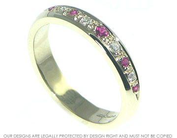 Antique inspired 9ct yellow gold, ruby and diamond eternity ring