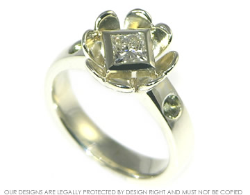 Four-leaf-clover inspired engagement and wedding ring set