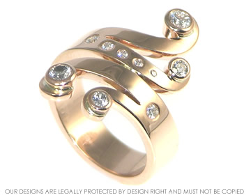 Bespoke 9ct rose gold dress ring with diamonds