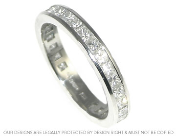 Platinum and princess cut diamond eternity ring