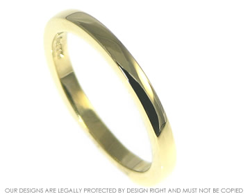 Handmade Fairtrade and Fairmined ladies narrow 18ct yellow gold wedding ring