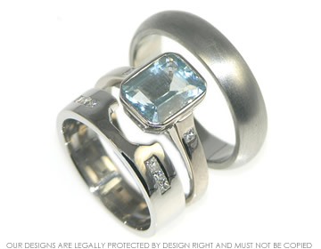 Joanne wanted a wedding ring to fit her aquamarine engagement ring