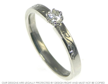 Ceri wanted an engagement ring with engraved detailing