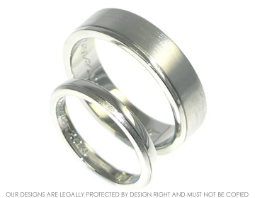 Andy's platinum Wedding ring with a polish and satinised finish