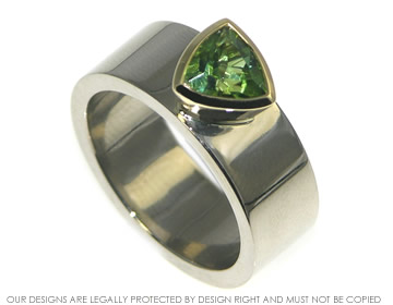 Judith wanted a green stone in a chunky designed engagement ring