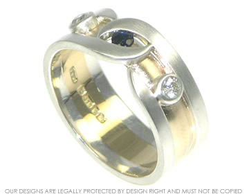 Stephanie's silver and yellow gold wedding ring