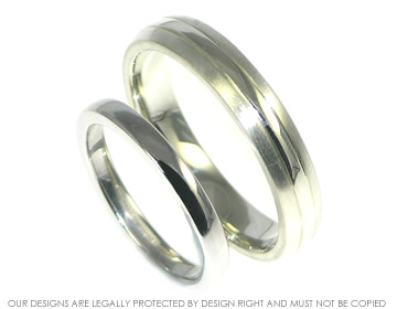 Jon's 9ct white gold wedding ring with contrasting finishes