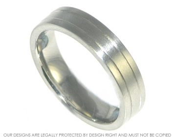 Platinum mans wedding ring with satinised finish