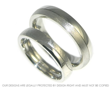 Blaine's Palladium polished and hammered textured finish Wedding Ring