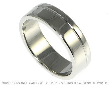 Niall's palladium wedding ring with added engraved detail