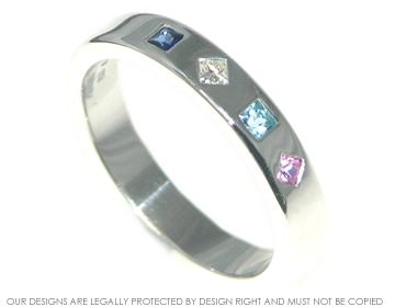 Silver eternity ring with Topaz, sapphire and diamond