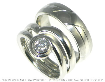 Platinum mans wedding ring with alternating finishes