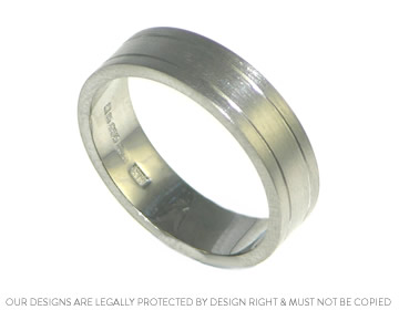 palladium mans wedding ring with two engraved lines