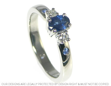 Sapphire and diamond palladium engagement ring