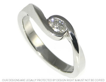 Modern styled 'mobius twist' inspired palladium engagment ring 