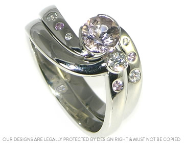 Katherine's platinum, diamond and pink sapphire wedding ring