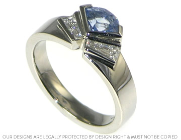 Art Deco inspired sapphire and diamond ring