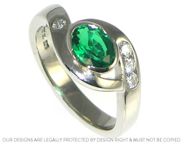 Lyn's palldium and own oval facetted green stone Dress ring