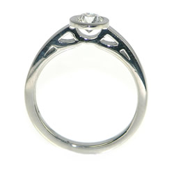 palladium and 0.44ct diamond solitaire with cutwork side detailing
