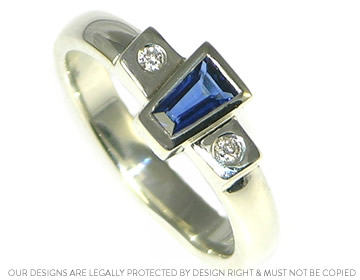 Alan commissioned this 9ct white gold sapphire and diamond ring