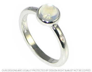 18ct white gold ring with customers own cabochon moonstone