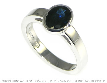 White gold dress ring incorporating the customer's own sapphire