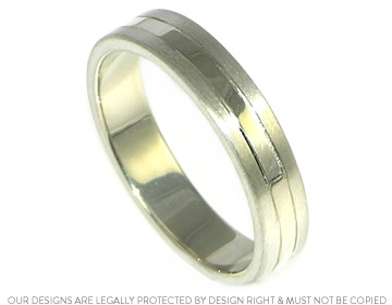 Santosh's 9ct white gold wedding ring with contrasting finishes