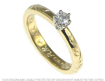 Kelly's 9ct yellow gold engagement ring with engraved shoulder detail