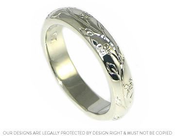 Christine's vine and flower engraved detailed wedding ring