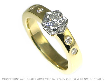 Flower inspired 18ct yellow gold and platinum engagement ring