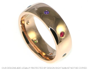 Paul's 9ct rose gold wedding ring with invisibly set stones