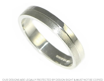 Sterling Silver contrasting finish handmade wedding ring 