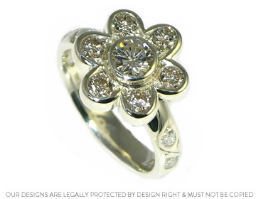 Bridget's very sparkly 9ct white gold dress ring using her own diamonds