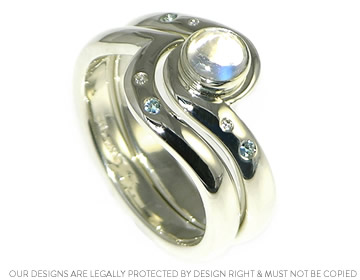 Rachel's 9ct white gold shaped wave wedding ring   