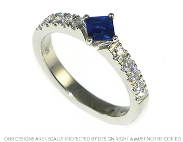 Sparkly diamond and sapphire bespoke engagement ring