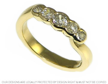 Tracy's yellow gold dress ring using her own diamonds 