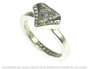 Laura and Paul's Art deco inspired engagement ring echoing a fan motif