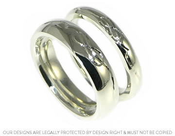 Steve and Mijke's  engraved white gold mountain inspired wedding rings