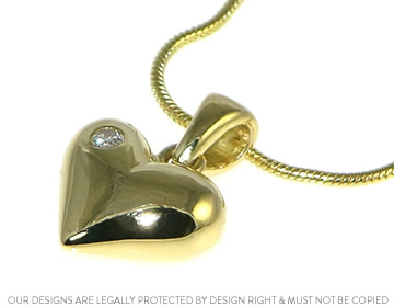 Delyth's heart pendant using her own yellow gold and diamond