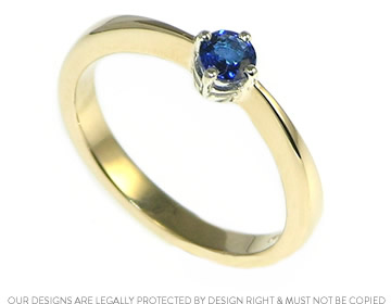 Certified Fairtrade and Fairmined gold and sapphire engagement ring