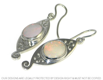 9ct white gold and opal earrings with delicate cut out detailing