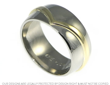 Mark's palladium and yellow gold volano inspired wedding ring