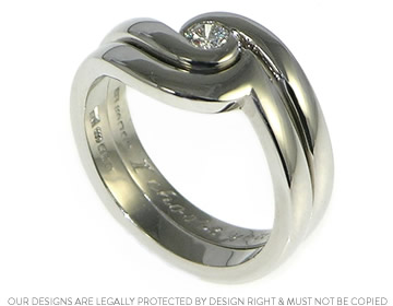 Palladium fitted wedding ring made to sit perfectly next to Sandra's engagement ring