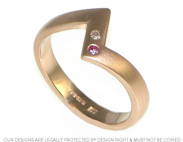 Carla's 9ct rose gold fitted wedding ring with sparkly sapphires