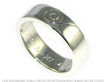 Stuart's Sterling Silver wedding ring with an engraved design